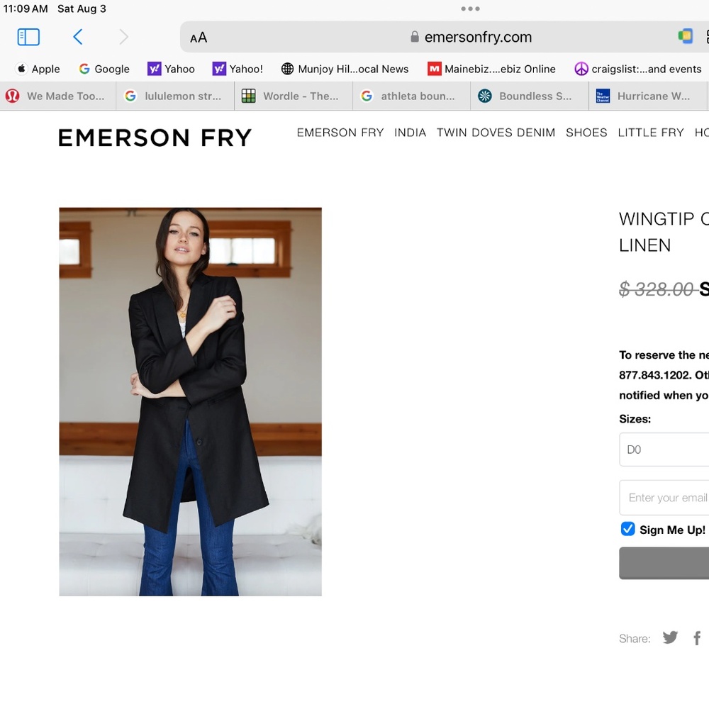 Emerson Fry wingtip Coat Linen